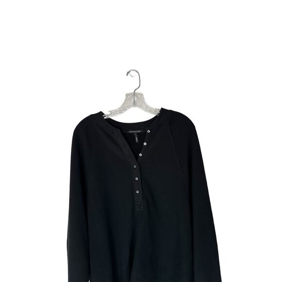Marissa Webb Black So Uptight French Terry Plunge‎ Henley Sweatshirt Size Large - Picture 5 of 11